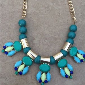 Gold Tone Statement Bead Pendant Necklace